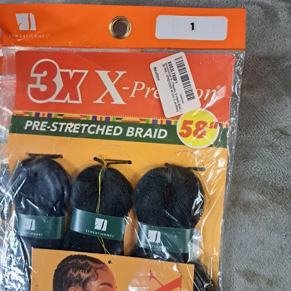9 Packs Sensationnel X-Pression 3X Pre-Stretched Braid Hair 58” Colors 1, 1B, 4